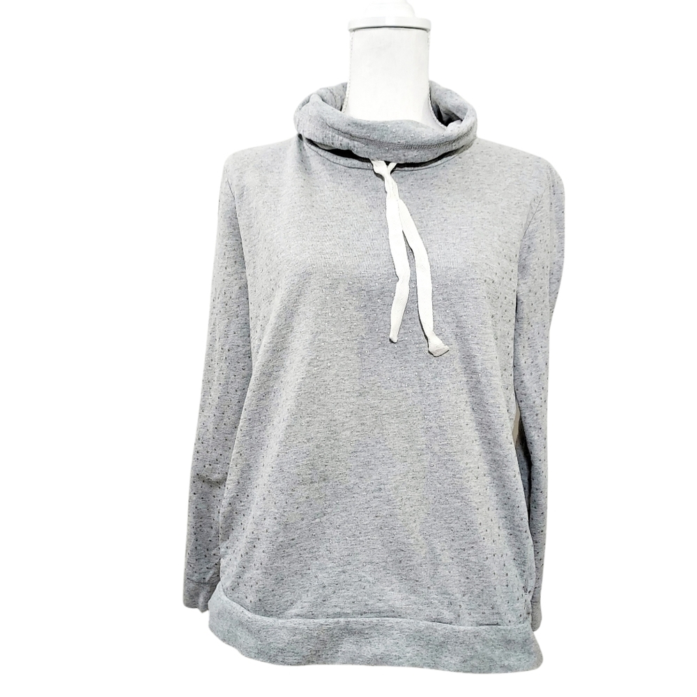 Boden gray silver polka dot funnel neck pullover 4